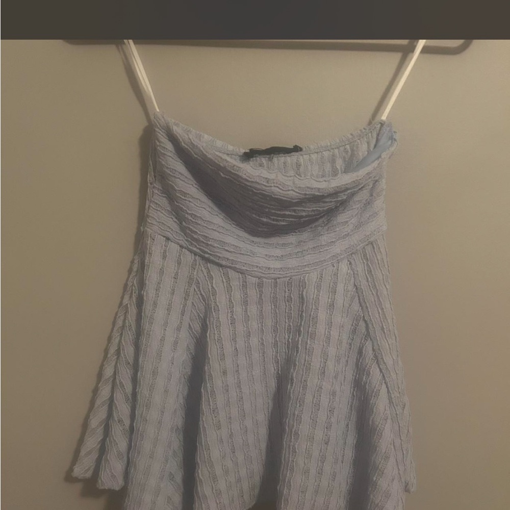 Light Blue Strapless Knit Top